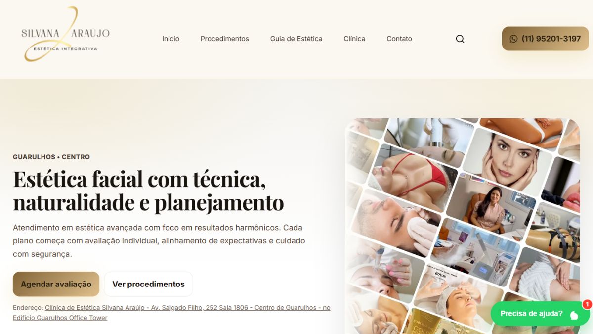 Captura do site Clínica Silvana Araújo