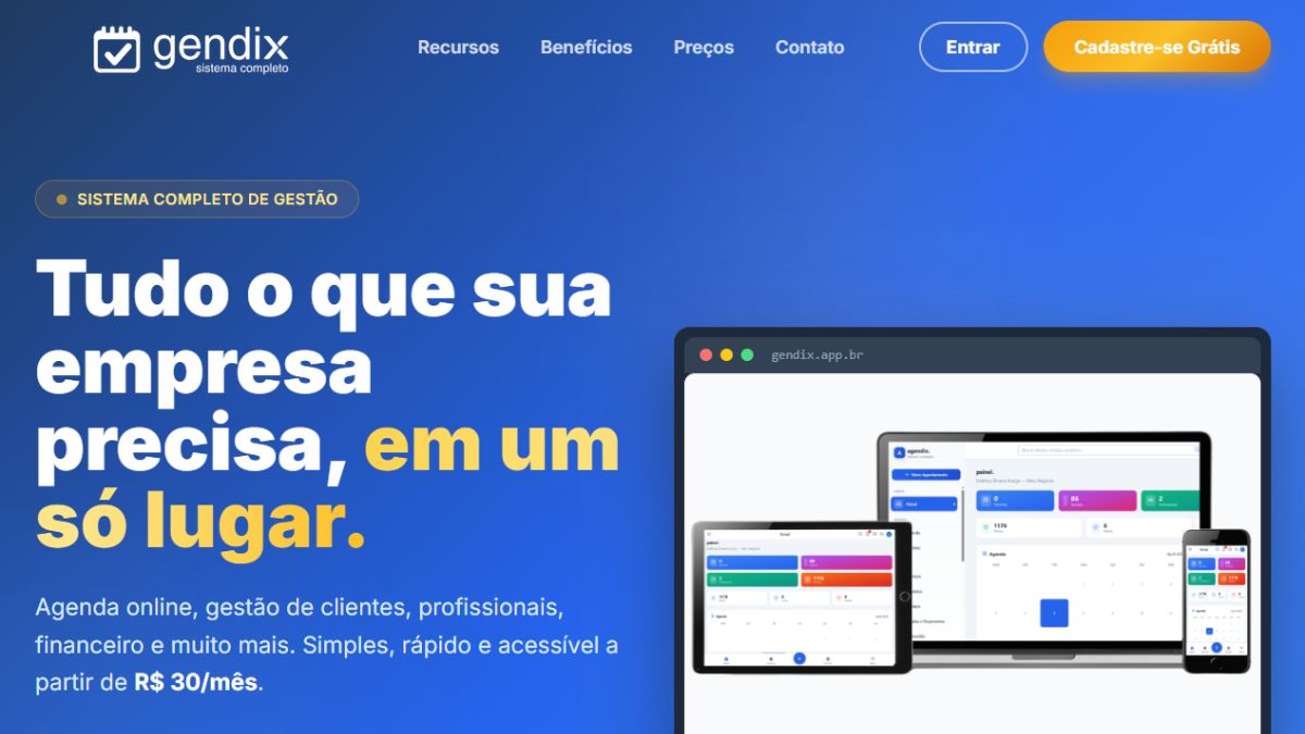 Captura do site Gendix