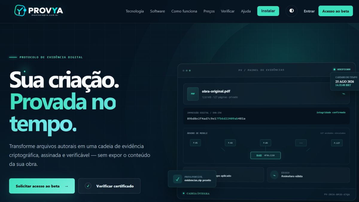 Captura do site Provya