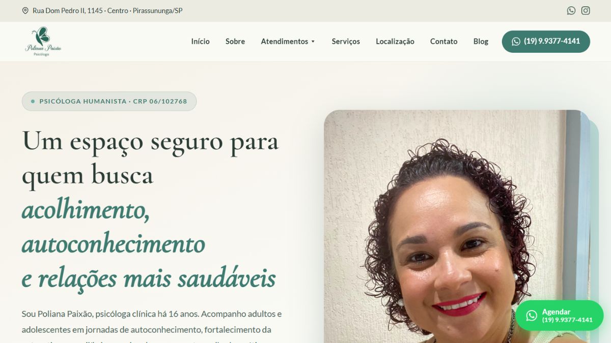 Captura do site Poliana Paixão